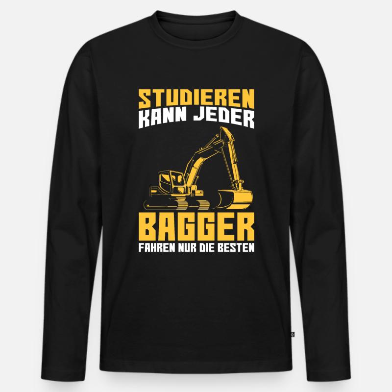 Baggerfahrer Bagger Spruch - Männer Premium Bio Langarmshirt - Schwarz