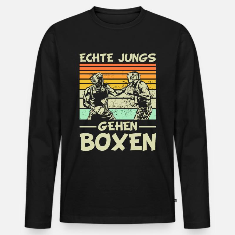 Boxen Boxen Boxen - Männer Premium Bio Langarmshirt - Schwarz