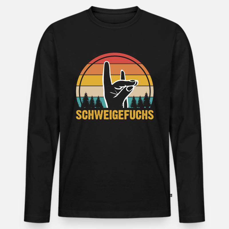 Schweigefuchs Lehrer Retro Geschenkidee - Männer Premium Bio Langarmshirt - Schwarz