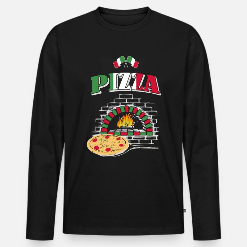 Pizza Pizzabäcker - Männer Premium Bio Langarmshirt - Schwarz