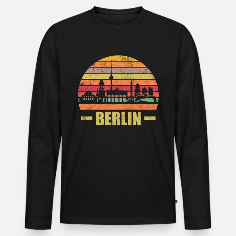 Berliner Berlin Skyline - Männer Premium Bio Langarmshirt - Schwarz