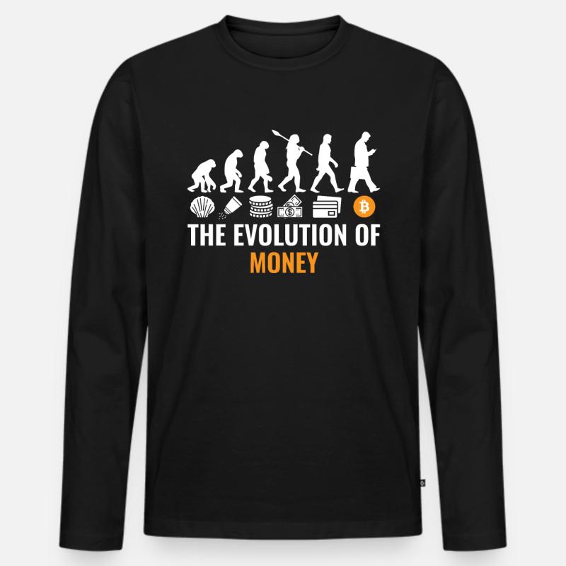 Bitcoin Evolution Crypto Millionaire Cryptocurrenc - Männer Premium Bio Langarmshirt - Schwarz
