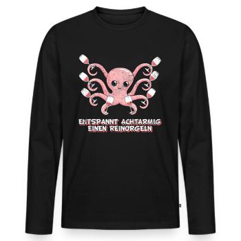 Entspannt achtarmig einen reinorgeln - Tintenfisch - Männer Premium Bio Langarmshirt - Schwarz - Vorne - Nico (187cm)