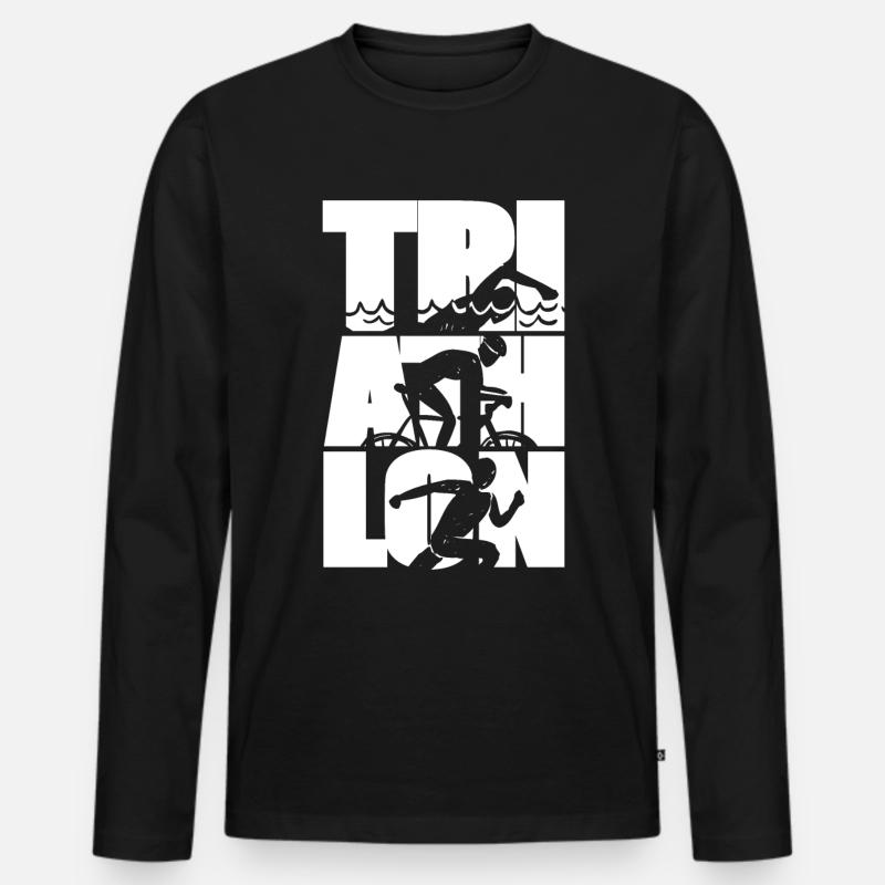 Triathlon Ausdauer Sport - Männer Premium Bio Langarmshirt - Schwarz
