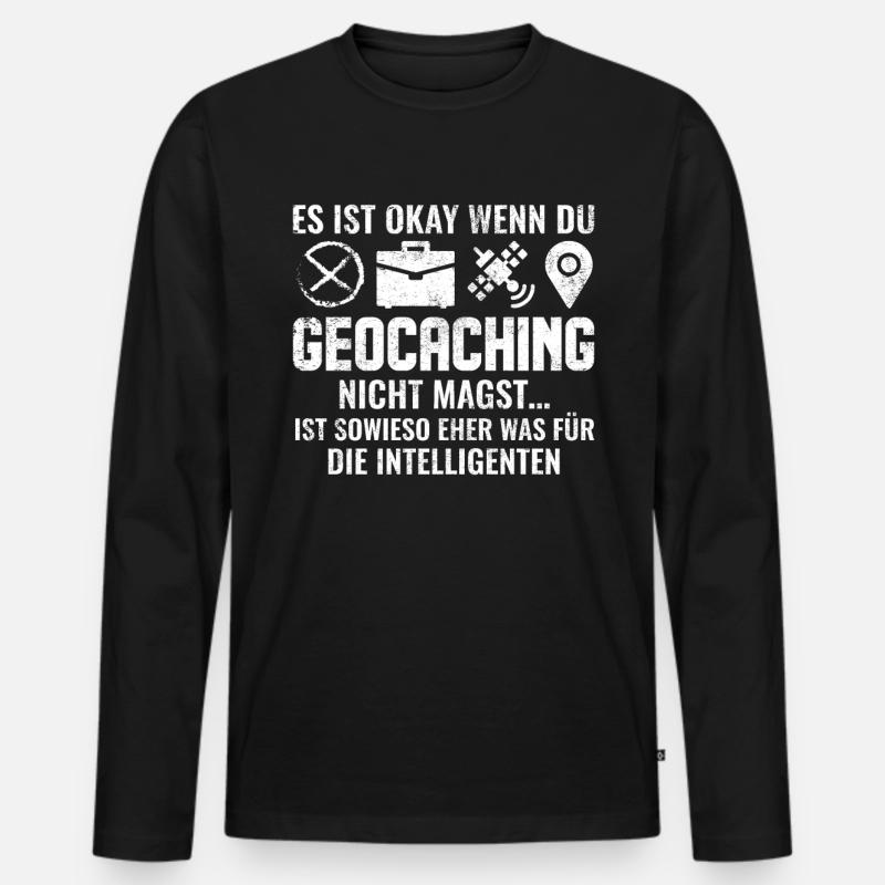 Geocaching | Geocache Geschenk - Männer Premium Bio Langarmshirt - Schwarz