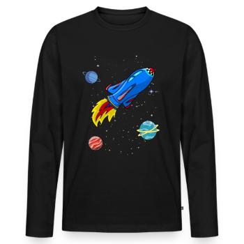 Rocket, Space, Planets, Stars - Men's Premium Organic Long Sleeve Shirt - black - Front - Nico (187cm)