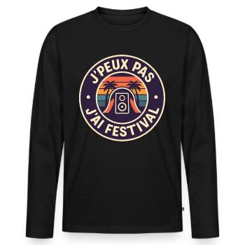 J’peux pas j’ai festival Humour muscis festivals - T-shirt manches longues Premium bio Homme - noir - Devant - Nico (187cm)