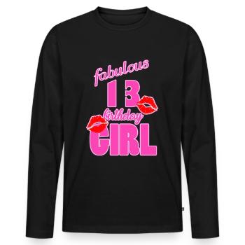 fabuleux 13 anniversaire fille 13ème anniversaire rose Baiser - T-shirt manches longues Premium bio Homme - noir - Devant - Nico (187cm)