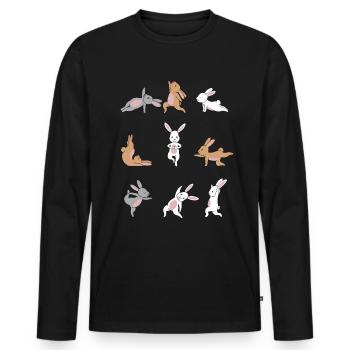 Yoga Rabbit Meditation Yogi Namaste Gift - Men's Premium Organic Long Sleeve Shirt - black - Front - Nico (187cm)