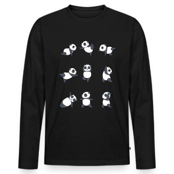 Yoga Panda Meditation Yogi Namaste Zen Gift - Men's Premium Organic Long Sleeve Shirt - black - Front - Nico (187cm)