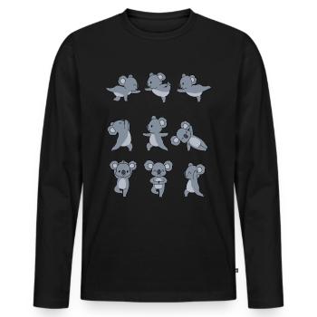 Cadeau de yoga yoga méditation koala namaste - T-shirt manches longues Premium bio Homme - noir - Devant - Nico (187cm)
