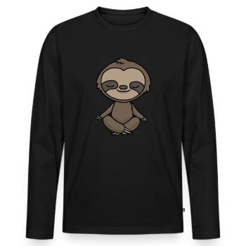 Cadeau de méditation yoga paresseux Yogi Namaste - T-shirt manches longues Premium bio Homme - noir - Devant - Nico (187cm)