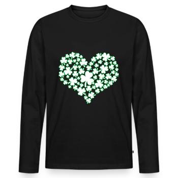 Herz - St Patricks Day - St. Patricks Tag - Kleebl - Männer Premium Bio Langarmshirt - Schwarz - Vorne - Nico (187cm)
