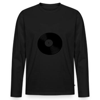 Schallplatte mit Schatten - Männer Premium Bio Langarmshirt - Schwarz - Vorne - Nico (187cm)