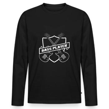 Bass Player - Play some Guitar - Play some Bass - Männer Premium Bio Langarmshirt - Schwarz - Vorne - Nico (187cm)