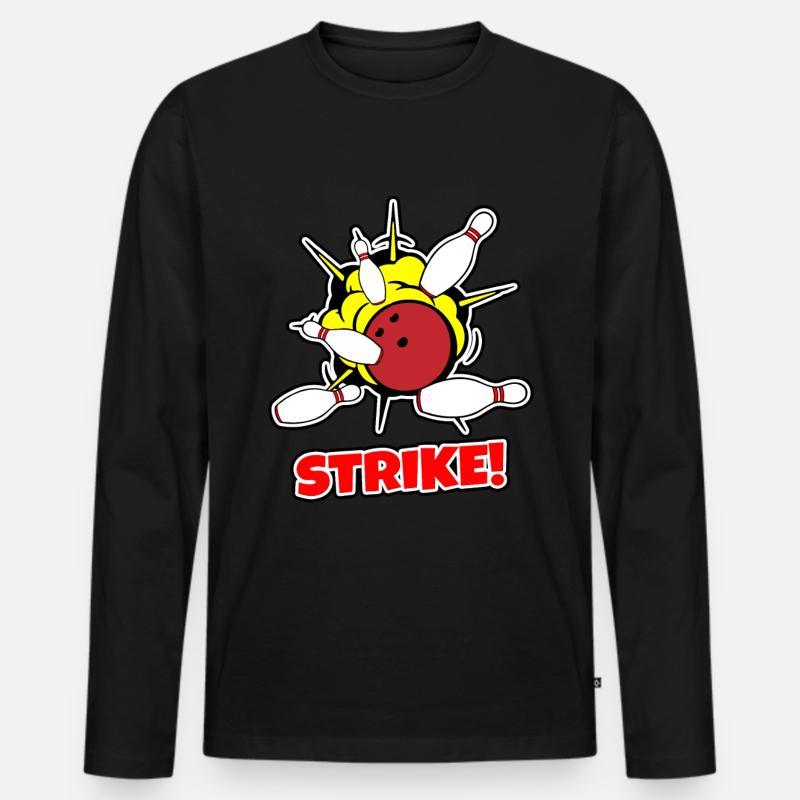 Bowling - Männer Premium Bio Langarmshirt - Schwarz
