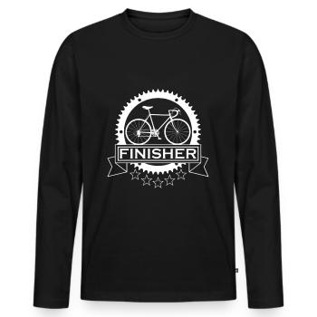Road Bike - Finisher - Men's Premium Organic Long Sleeve Shirt - black - Front - Nico (187cm)