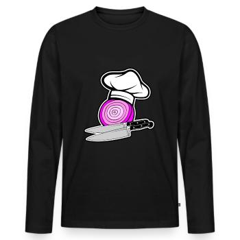 Zwiebel Onions Chef - Männer Premium Bio Langarmshirt - Schwarz - Vorne - Nico (187cm)