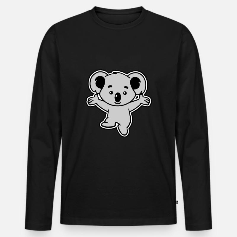 Koala - Männer Premium Bio Langarmshirt - Schwarz