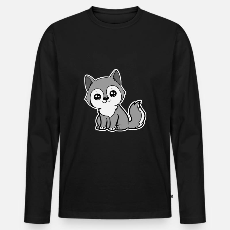 Sweet Wolf - Männer Premium Bio Langarmshirt - Schwarz