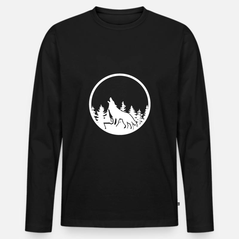 Heulender Wolf - Männer Premium Bio Langarmshirt - Schwarz