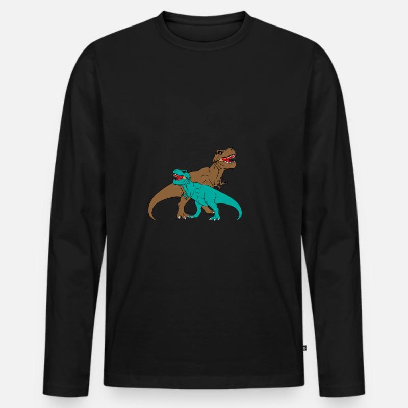 T-REX - Thyrannosaurus Rex - Männer Premium Bio Langarmshirt - Schwarz