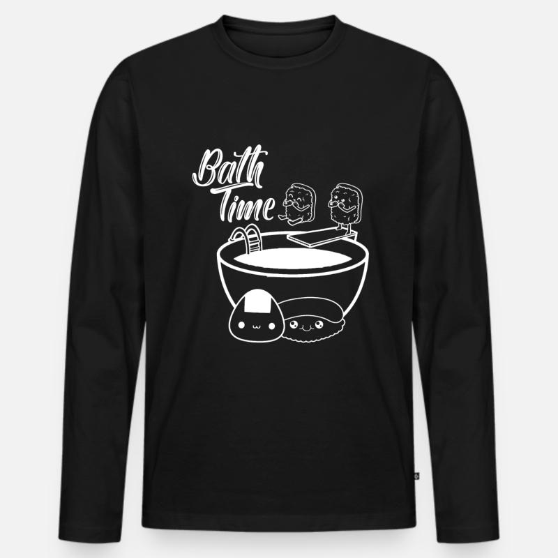 Sushi Bath Time - Männer Premium Bio Langarmshirt - Schwarz