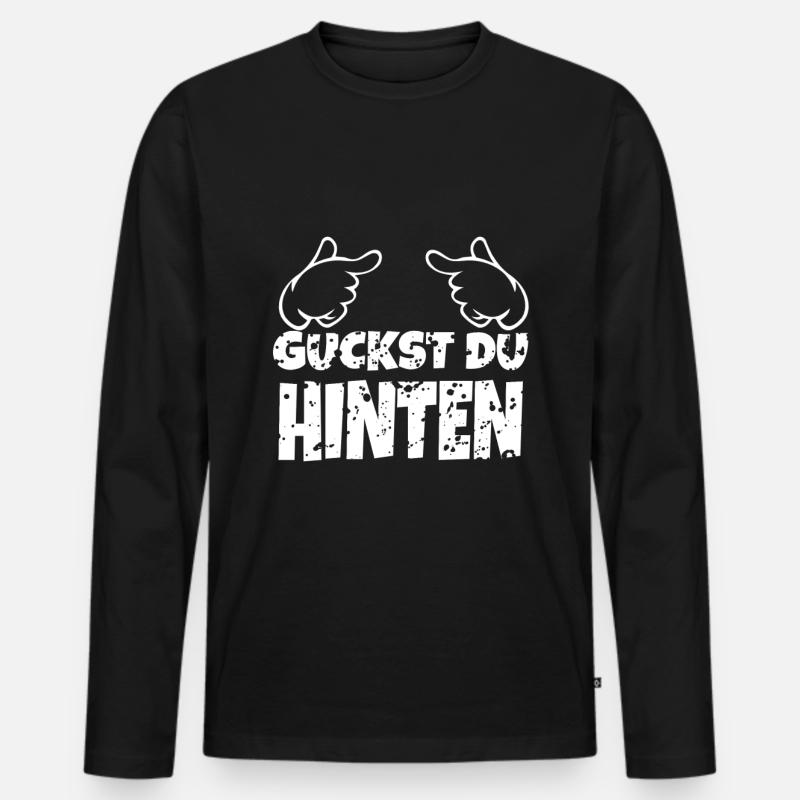 Guckst Du Hinten - Männer Premium Bio Langarmshirt - Schwarz