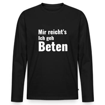 Je vais prier / Priez - T-shirt manches longues Premium bio Homme - noir - Devant - Nico (187cm)