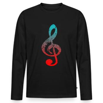 Clé de partition - T-shirt manches longues Premium bio Homme - noir - Devant - Nico (187cm)