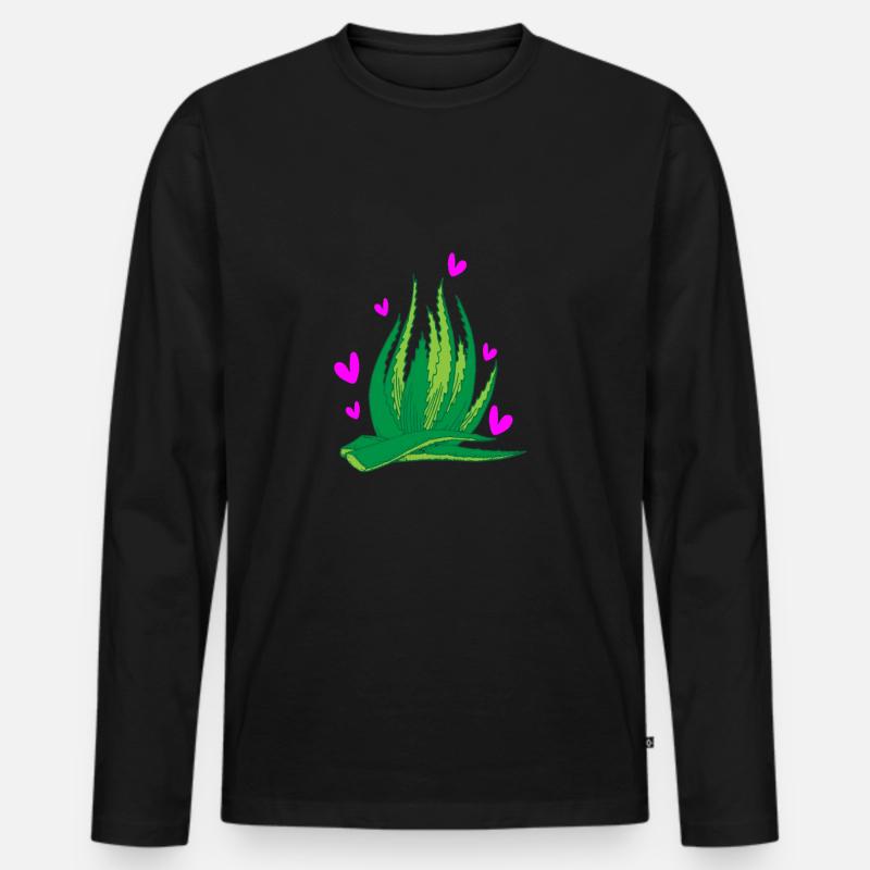 ALOE Vera - Männer Premium Bio Langarmshirt - Schwarz