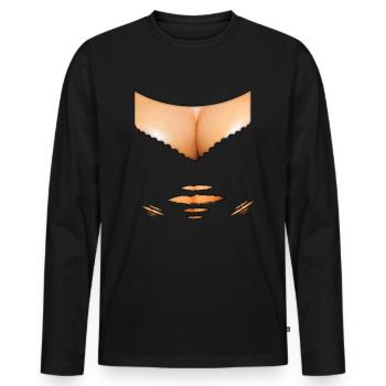 Neckline breasts bust decollete dekoltee humorous - Men's Premium Organic Long Sleeve Shirt - black - Front - Nico (187cm)