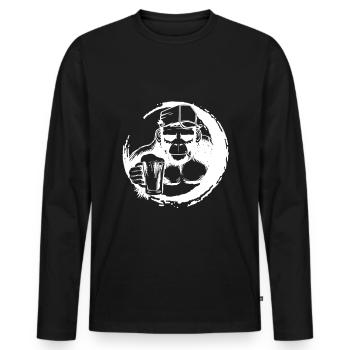 Affe und Bier - Männer Premium Bio Langarmshirt - Schwarz - Vorne - Nico (187cm)