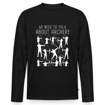 Nous devons parler de l’amateur de sports de tir à l’arc - T-shirt manches longues Premium bio Homme - noir - Devant - Nico (187cm)