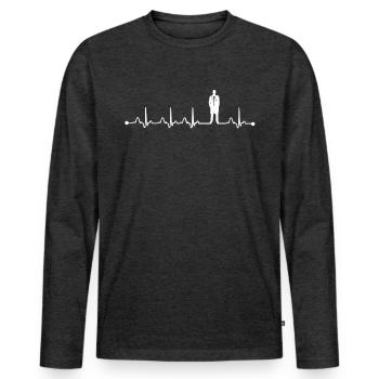 Herzschlag EKG stolzer Doktor Gift - Männer Premium Bio Langarmshirt - Anthrazit meliert - Vorne - Nico (187cm)