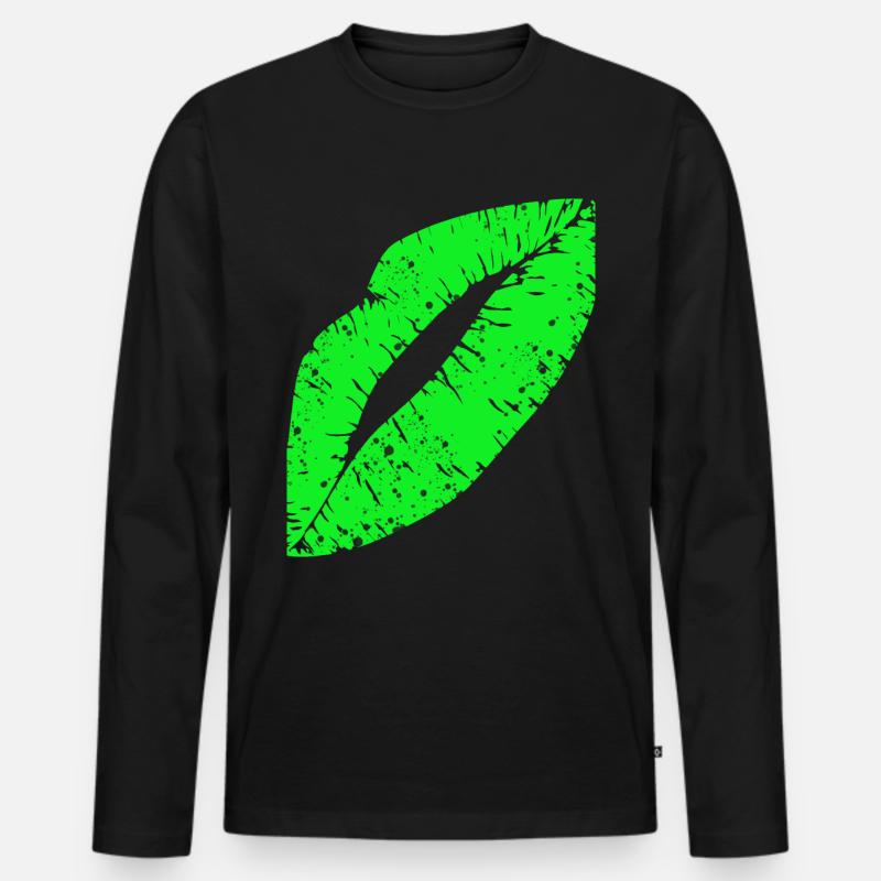 Lippen - Lips - Männer Premium Bio Langarmshirt - Schwarz
