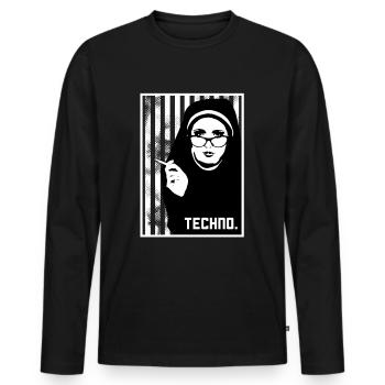 Techno Gabber Rave Electric Breakbeat Tech House - Men's Premium Organic Long Sleeve Shirt - black - Front - Nico (187cm)