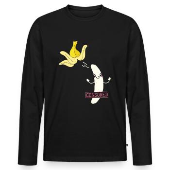 Censored Censored Banana - Men's Premium Organic Long Sleeve Shirt - black - Front - Nico (187cm)