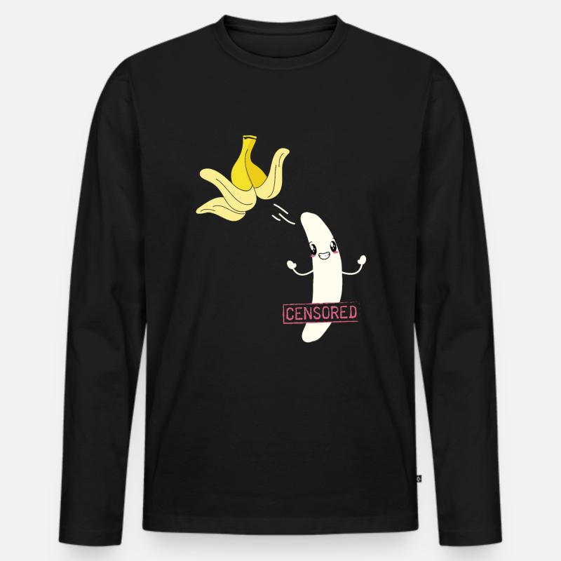 Censored Zensiert Banane - Männer Premium Bio Langarmshirt - Schwarz