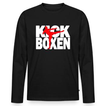 Kickboxen - Kickboxing Kickboxer Kickboxerin - Männer Premium Bio Langarmshirt - Schwarz - Vorne - Nico (187cm)