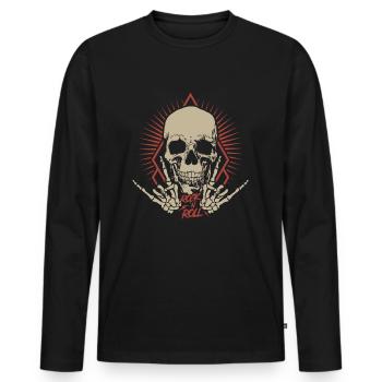 Cadeau de fan de métal hard rock crâne rock n roll - T-shirt manches longues Premium bio Homme - noir - Devant - Nico (187cm)