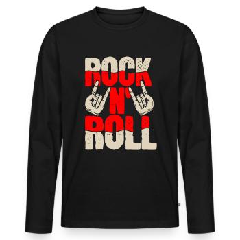 Rock n roll - T-shirt manches longues Premium bio Homme - noir - Devant - Nico (187cm)