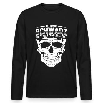 Ich trage Schwarz bis es was dunkleres gibt - Männer Premium Bio Langarmshirt - Schwarz - Vorne - Nico (187cm)