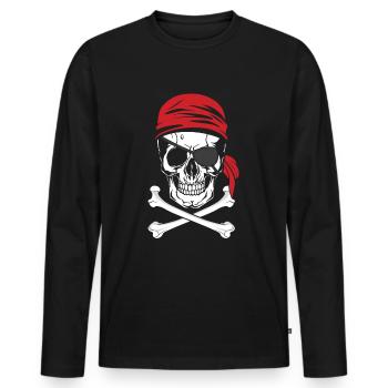 Piraten - Pirat mit Augenklappe - Männer Premium Bio Langarmshirt - Schwarz - Vorne - Nico (187cm)