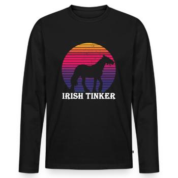 Irish Tinker - Cheval rétro style - T-shirt manches longues Premium bio Homme - noir - Devant - Nico (187cm)