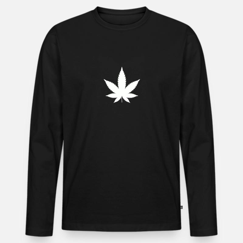Hanfblatt - Cannabis - Hanf - Männer Premium Bio Langarmshirt - Schwarz
