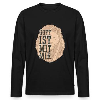 Gott ist mit Mir - Männer Premium Bio Langarmshirt - Schwarz - Vorne - Nico (187cm)