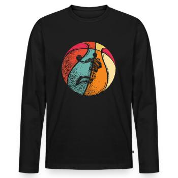 Idée cadeau fan de basket- - T-shirt manches longues Premium bio Homme - noir - Devant - Nico (187cm)