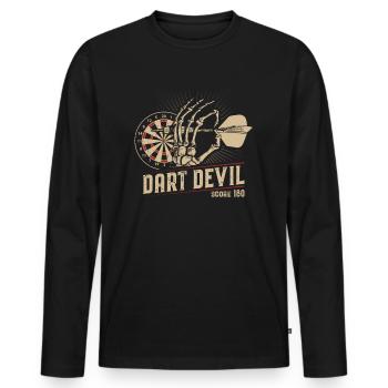 Dart Devil Score 180 Darten Darter Dartspieler - Männer Premium Bio Langarmshirt - Schwarz - Vorne - Nico (187cm)
