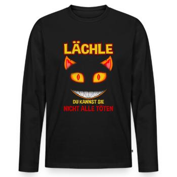 Lächle du kannst sie nicht alle töten - Männer Premium Bio Langarmshirt - Schwarz - Vorne - Nico (187cm)